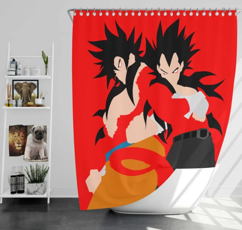 Unveiling Super Saiyan 4 Goku and Vegeta Anime Shower Curtain