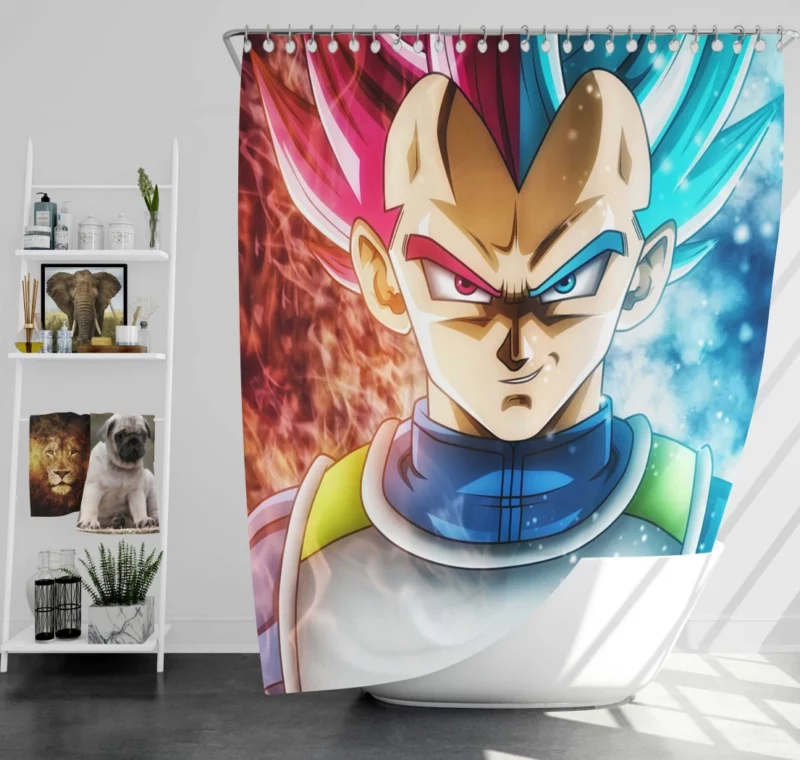 Vegeta Ultimate Form in Action Anime Shower Curtain