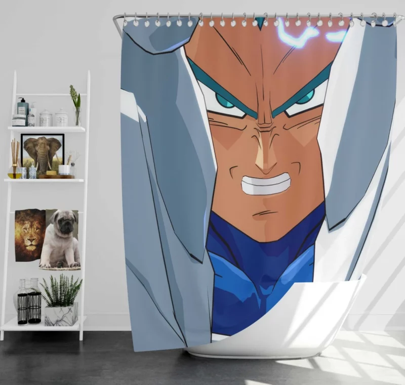 Vegeta Ultimate Transformation Blue Anime Shower Curtain