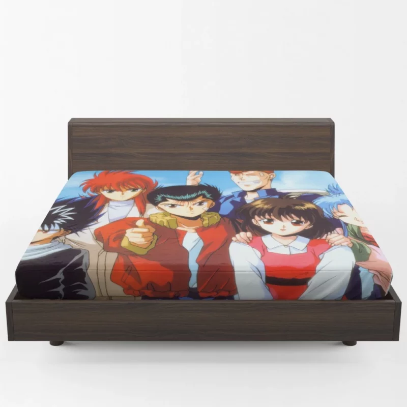 YuYu Hakusho Group Shot Epic Teamwork Anime Fitted Sheet 1