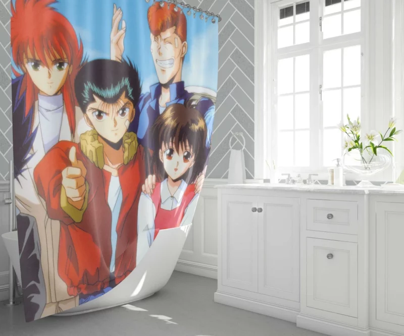 YuYu Hakusho Group Shot Epic Teamwork Anime Shower Curtain 1