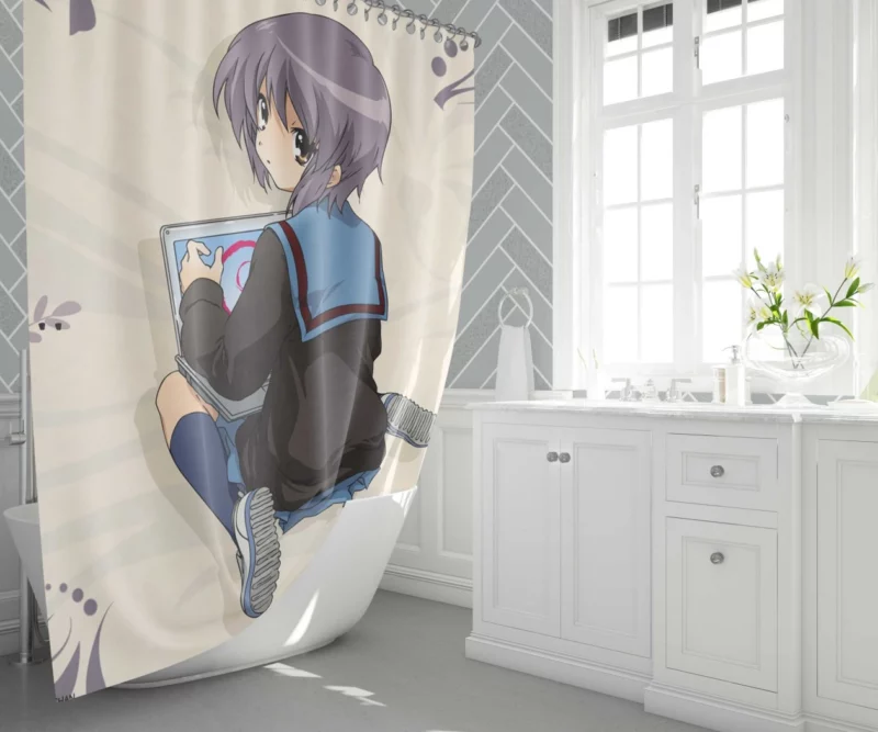 Yuki Nagato Mysterious Existence Anime Shower Curtain 1