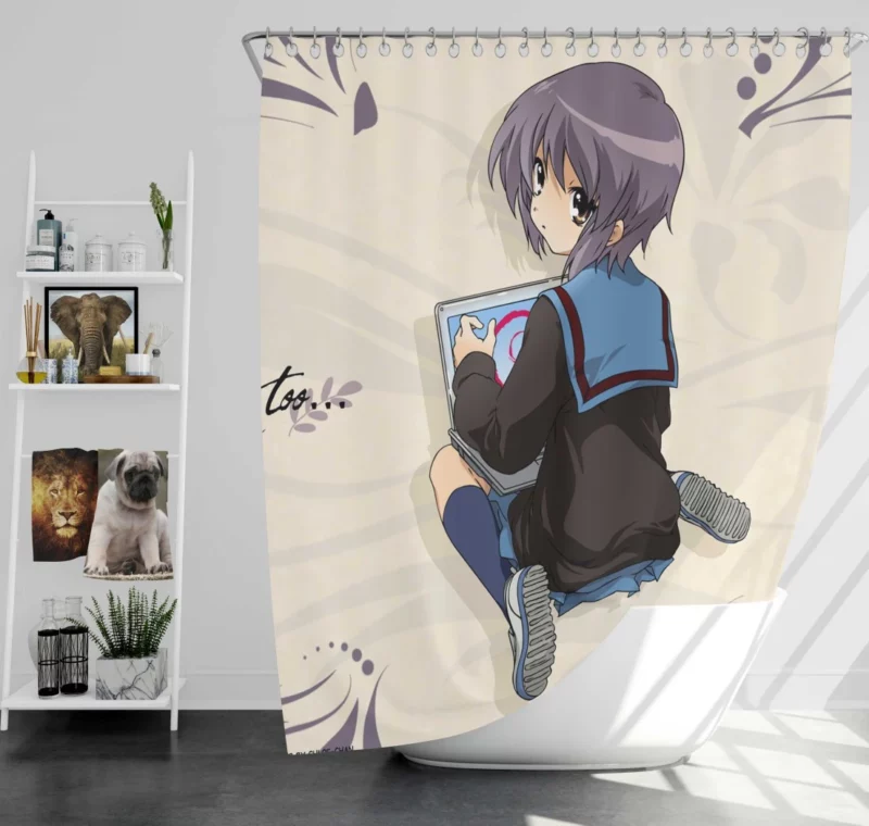 Yuki Nagato Mysterious Existence Anime Shower Curtain