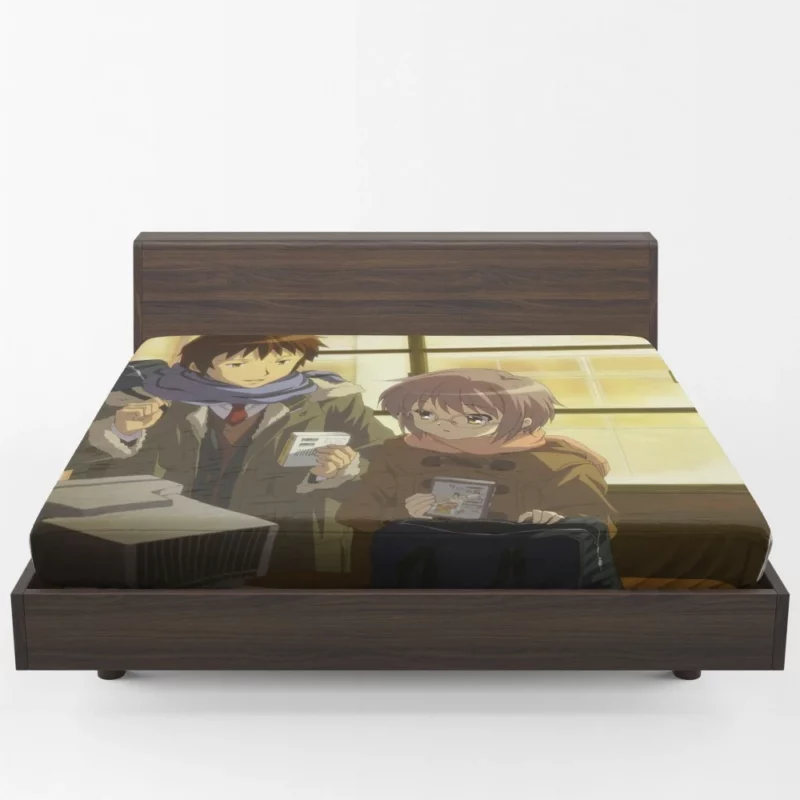 Yuki Nagato and Kyon Haruhi Duo Anime Fitted Sheet 1