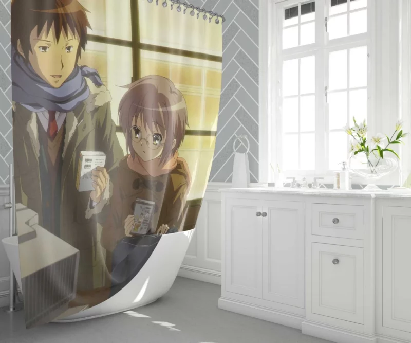 Yuki Nagato and Kyon Haruhi Duo Anime Shower Curtain 1