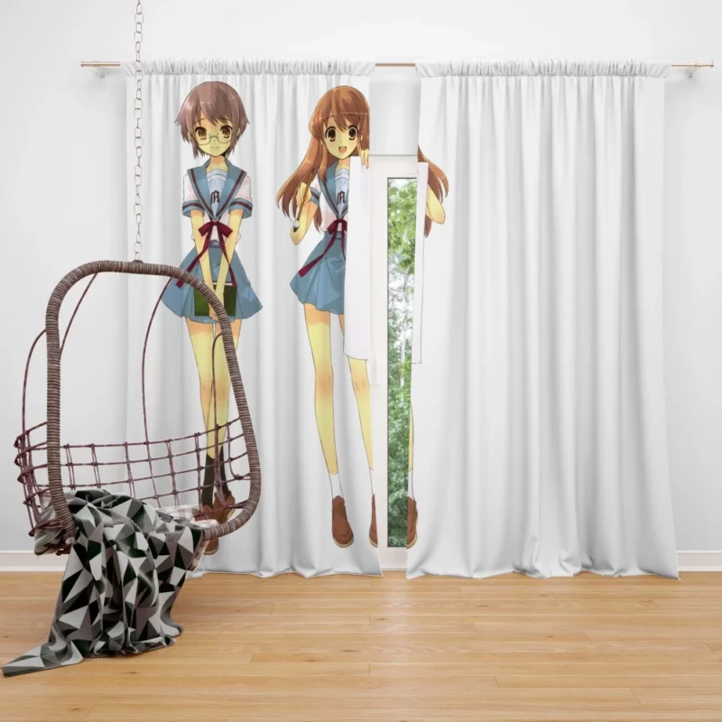 Yuki Nagato and Mikuru Asahina SOS Brigade Pair Anime Curtain