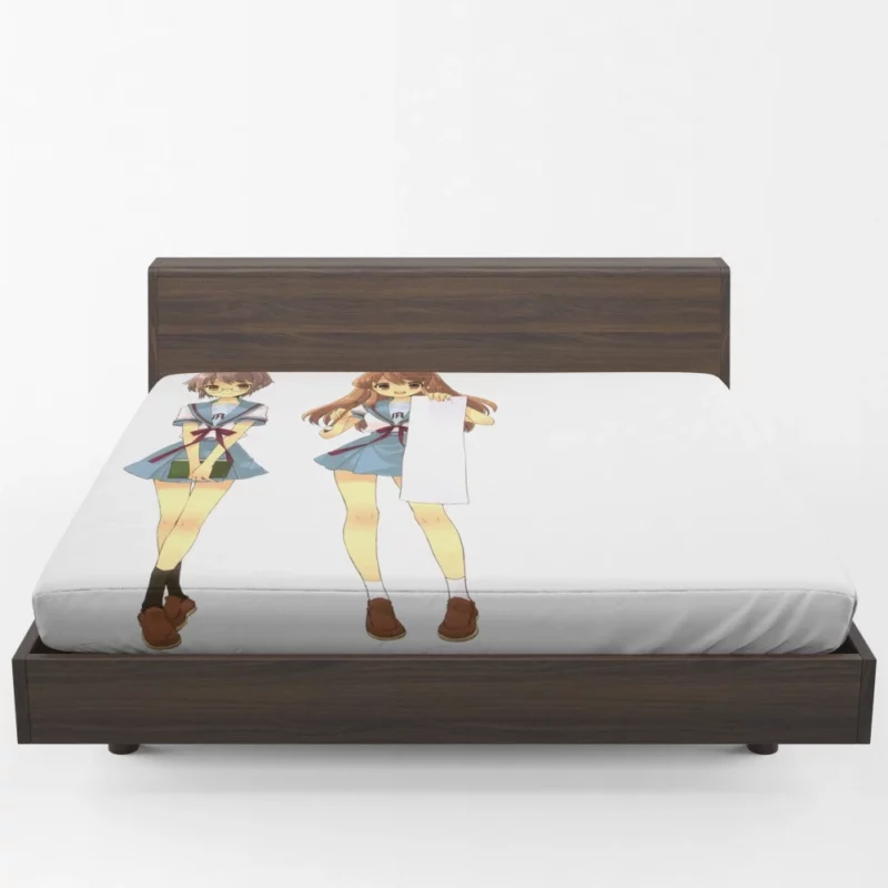 Yuki Nagato and Mikuru Asahina SOS Brigade Pair Anime Fitted Sheet 1