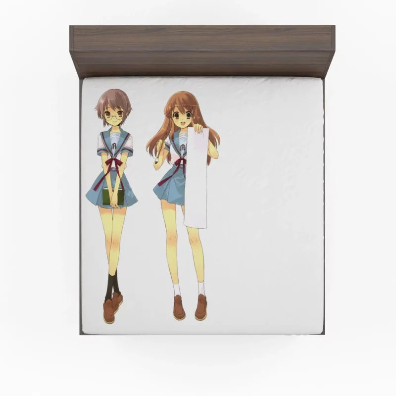 Yuki Nagato and Mikuru Asahina SOS Brigade Pair Anime Fitted Sheet