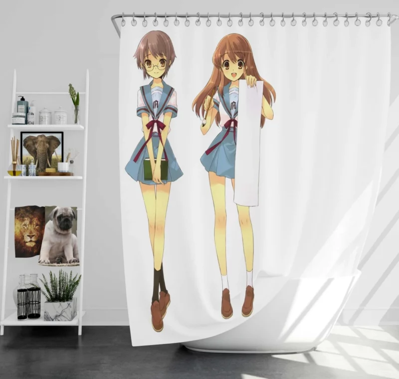 Yuki Nagato and Mikuru Asahina SOS Brigade Pair Anime Shower Curtain