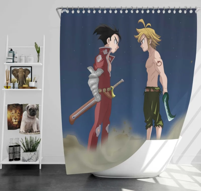 Zeldris and Meliodas Sibling Rivalry Anime Shower Curtain