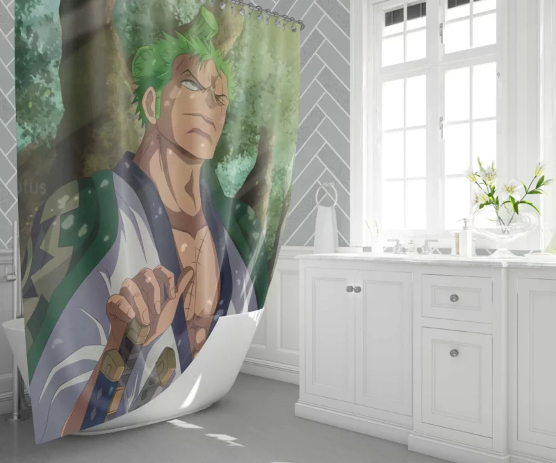 Zoro Blades of Strength Anime Shower Curtain 1