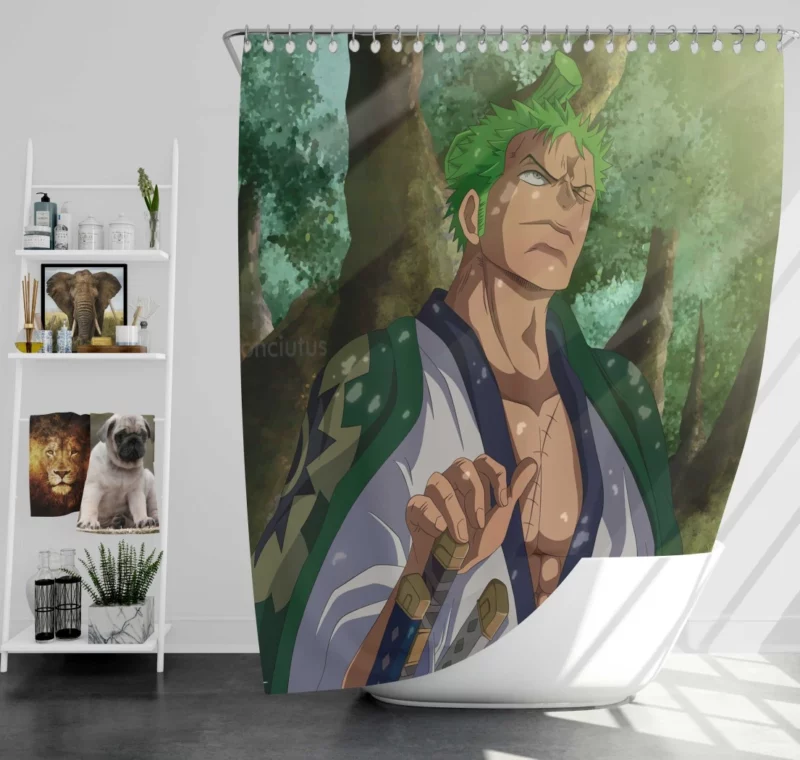 Zoro Blades of Strength Anime Shower Curtain