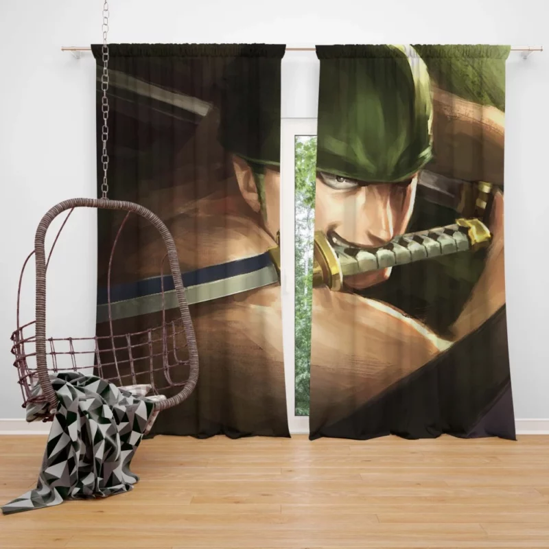 Zoro Determination Pirate Saga Anime Curtain