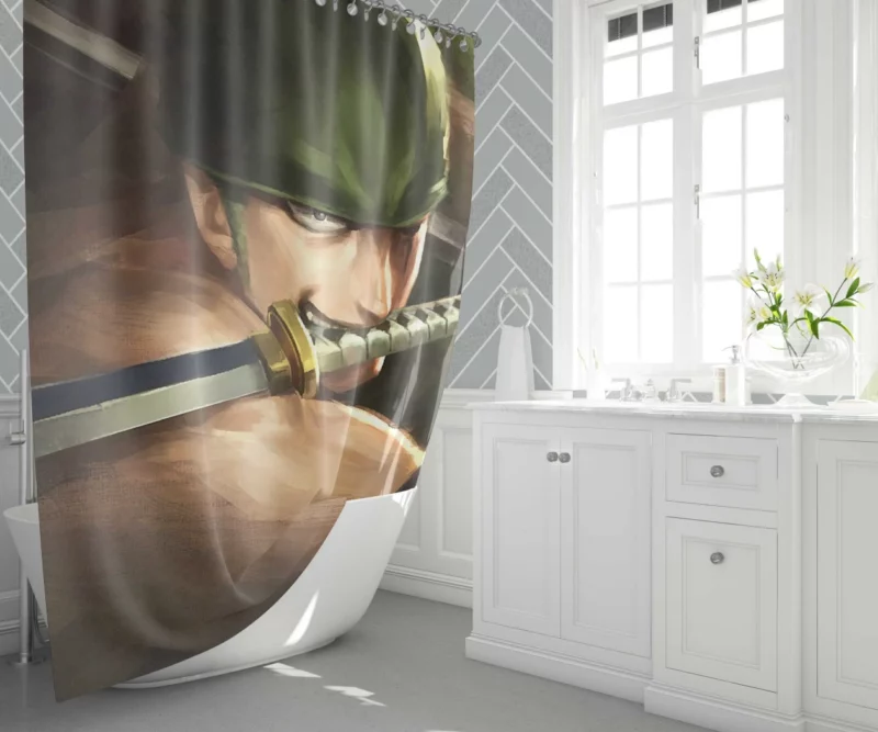 Zoro Determination Pirate Saga Anime Shower Curtain 1