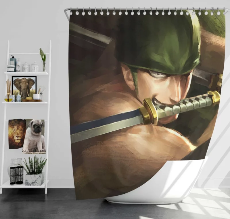 Zoro Determination Pirate Saga Anime Shower Curtain