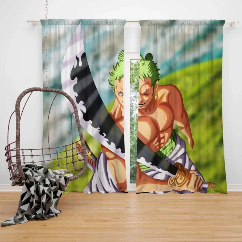 Zoro Epic Battles Swordmaster Tale Anime Curtain