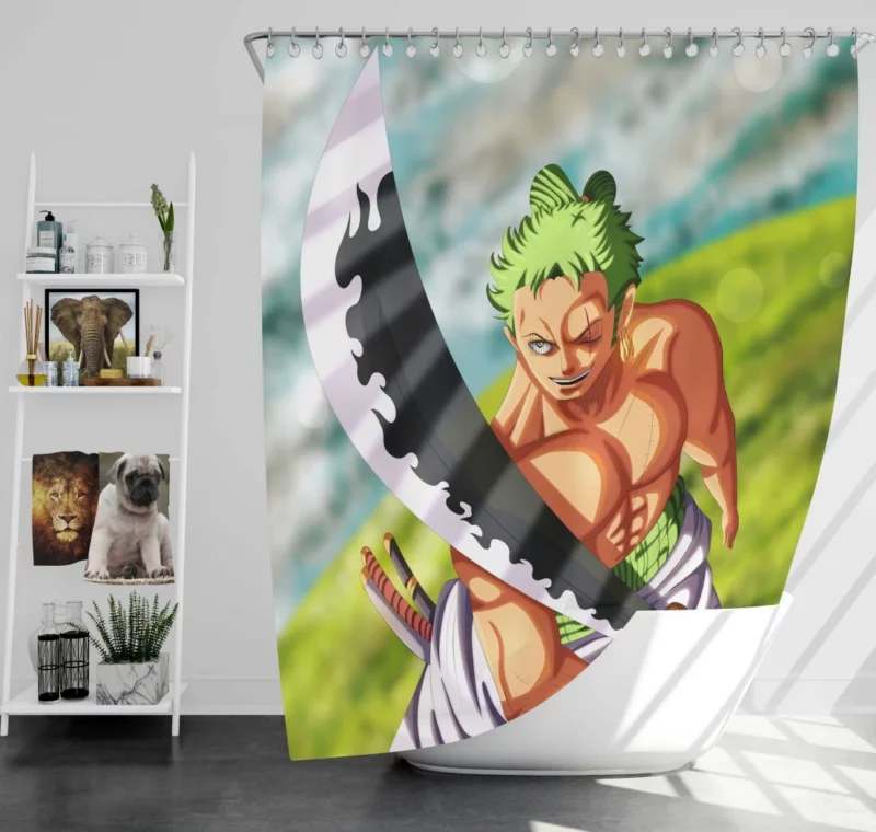 Zoro Epic Battles Swordmaster Tale Anime Shower Curtain