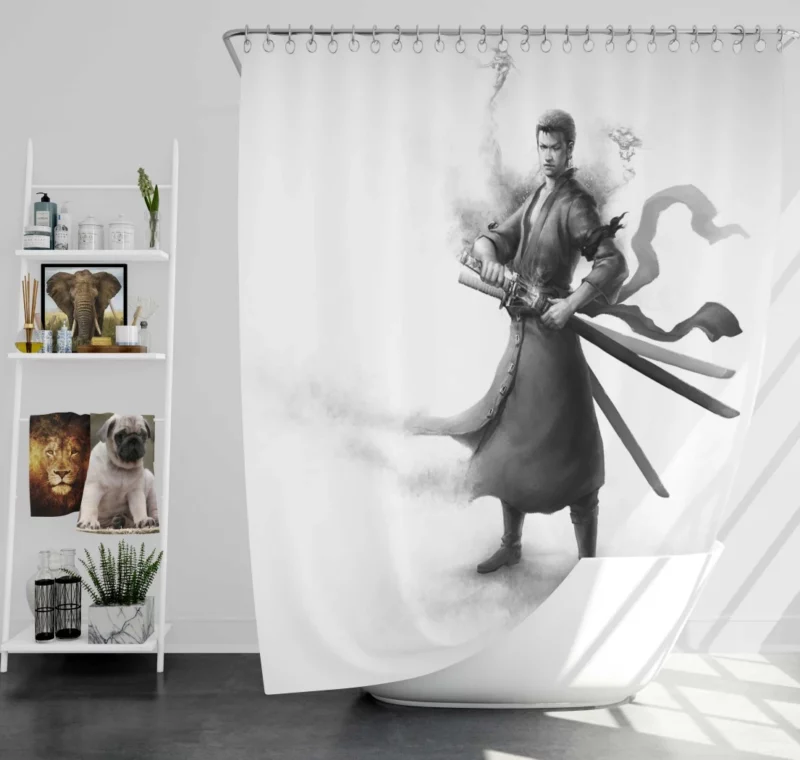 Zoro Journey Swordmaster Path Anime Shower Curtain