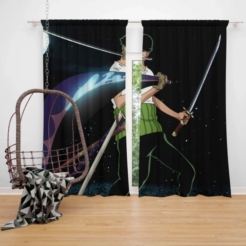 Zoro Masterful Swordsman Anime Curtain