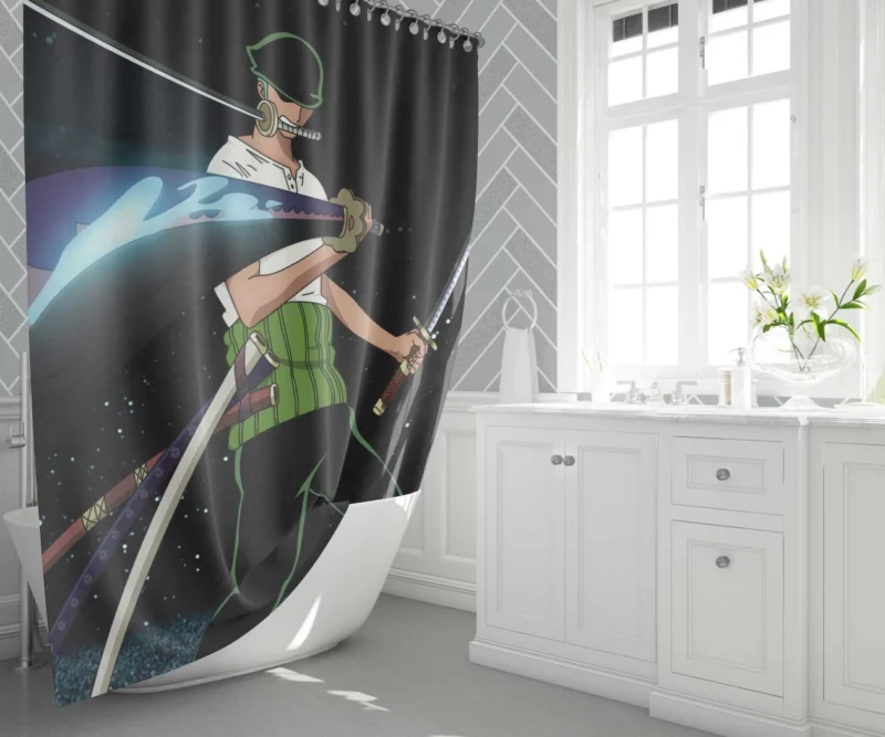 Zoro Masterful Swordsman Anime Shower Curtain 1