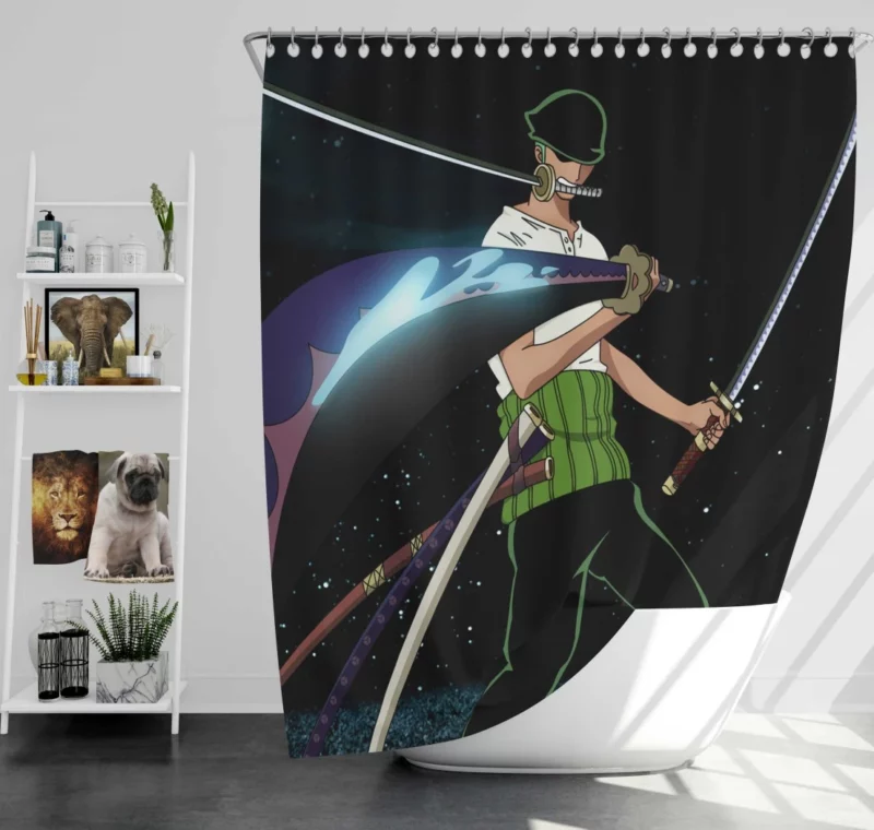 Zoro Masterful Swordsman Anime Shower Curtain