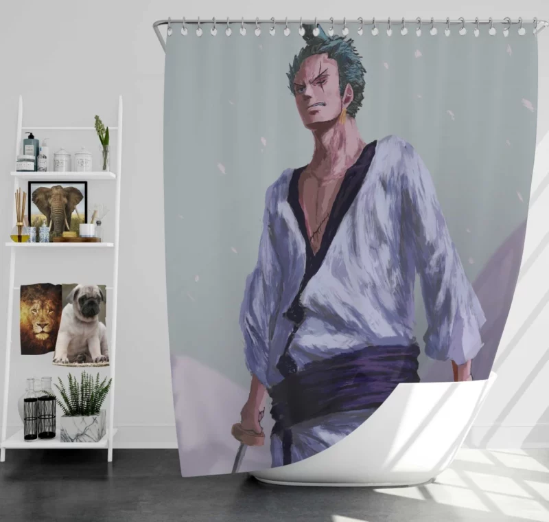 Zoro Quest Pirate Legacy Anime Shower Curtain