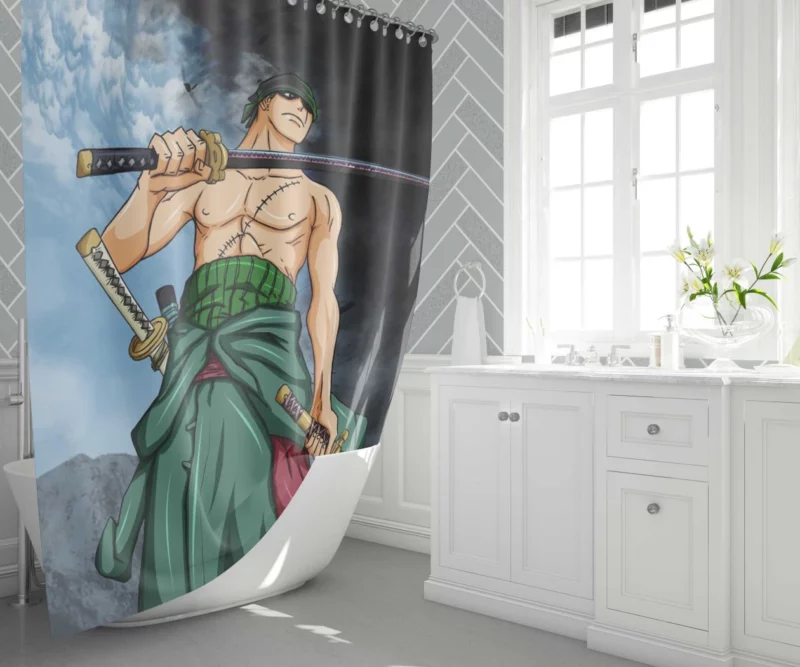 Zoro Resolve Blade Triumph Anime Shower Curtain 1