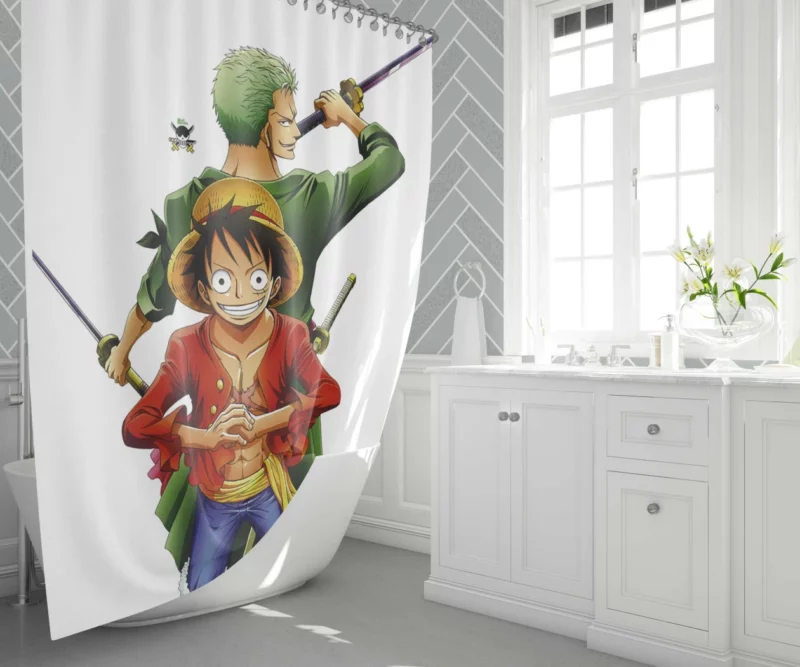 Zoro and Luffy Pirate Duo Anime Shower Curtain 1