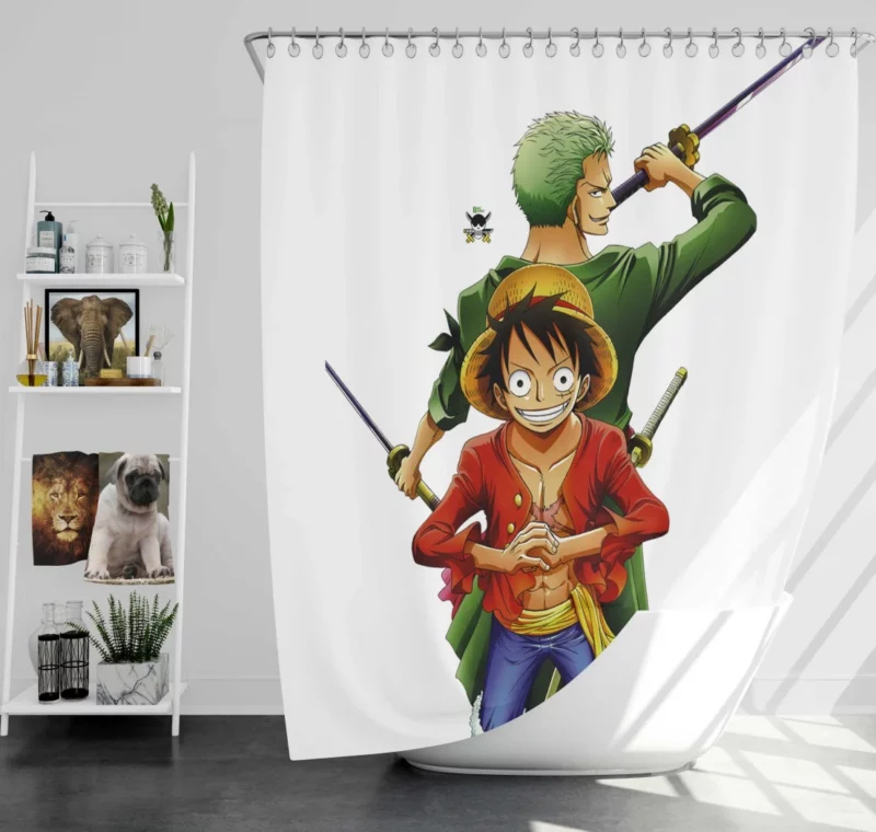 Zoro and Luffy Pirate Duo Anime Shower Curtain