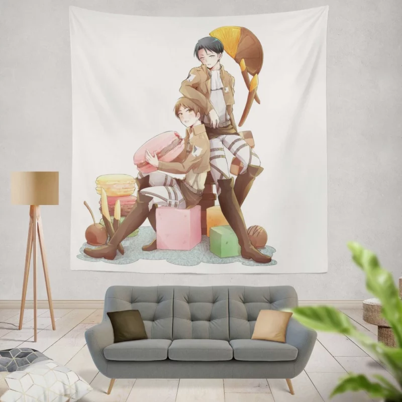 A Titan Bond Levi and Eren Anime Wall Tapestry