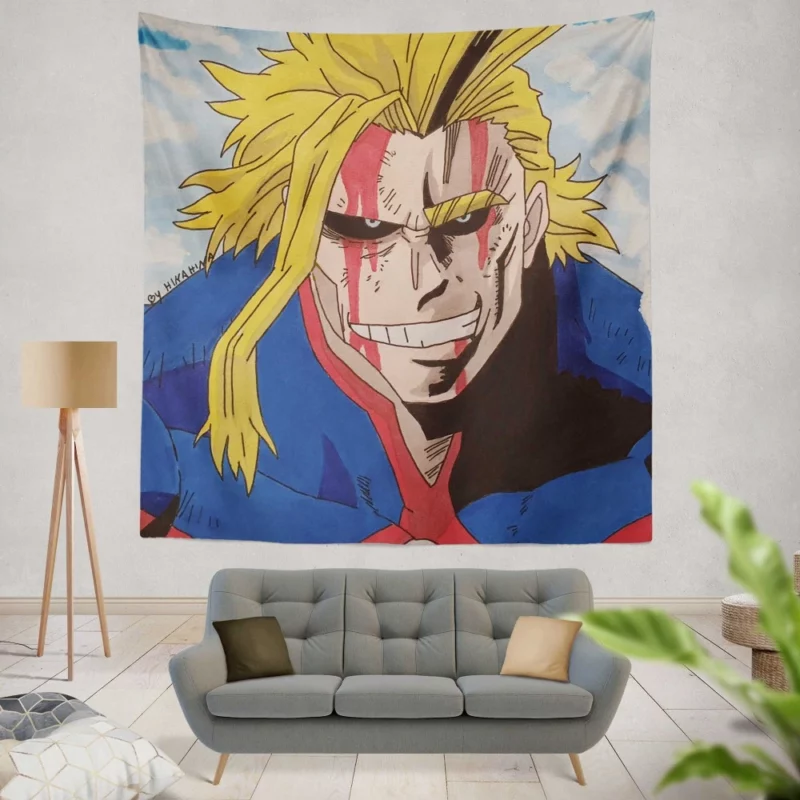 All Might Heroic Impact Anime Wall Tapestry