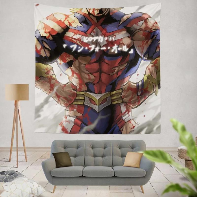 All Might Triumph and Dedication Anime Wall Tapestry