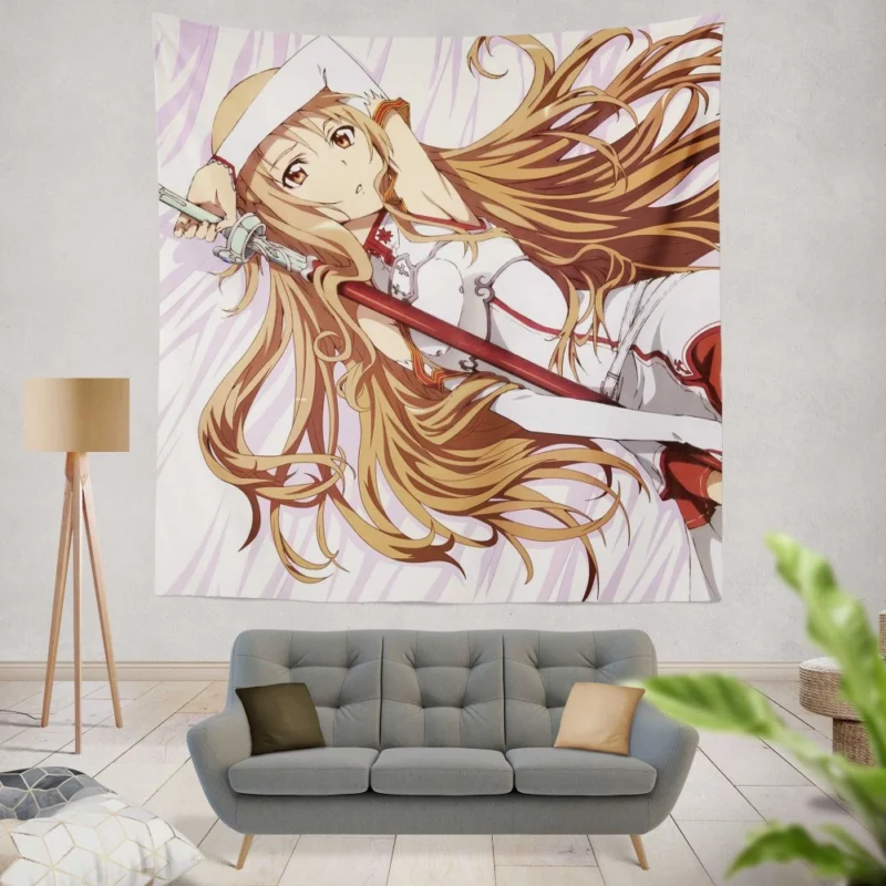 Asuna Yuuki A Resilient Warrior Anime Wall Tapestry