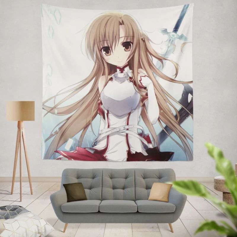 Asuna Yuuki Forging Pathways in VR Anime Wall Tapestry