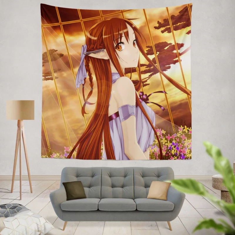 Asuna Yuuki Triumphs in Sword Art Online Anime Wall Tapestry