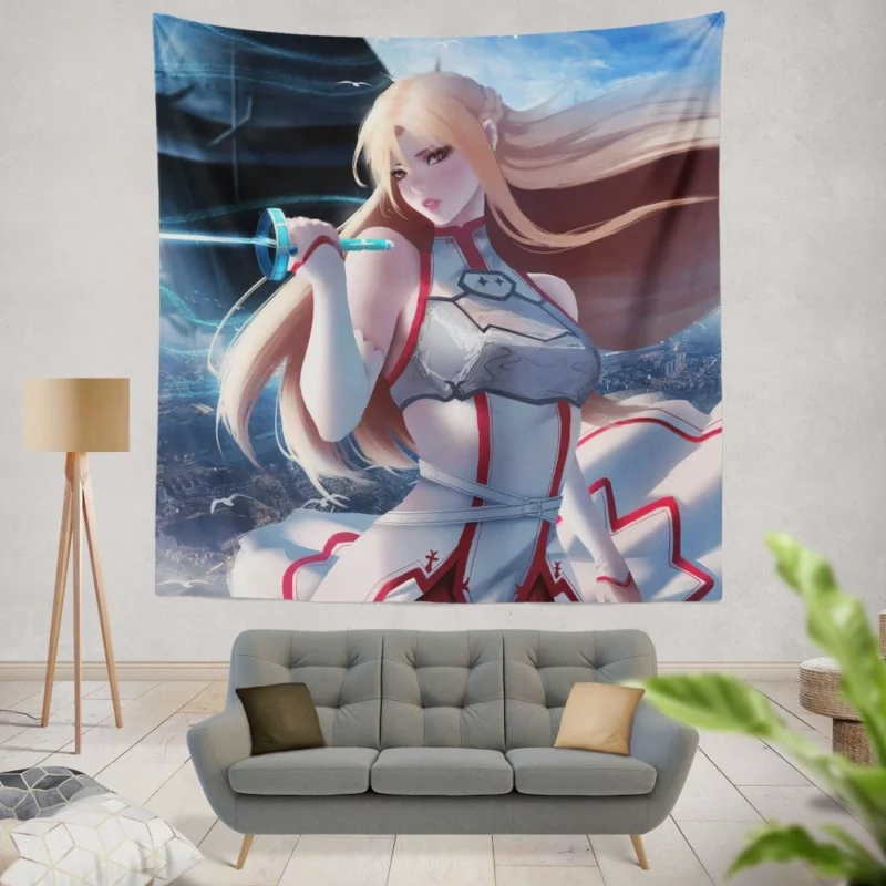 Asuna Yuuki Unwavering Spirit Anime Wall Tapestry