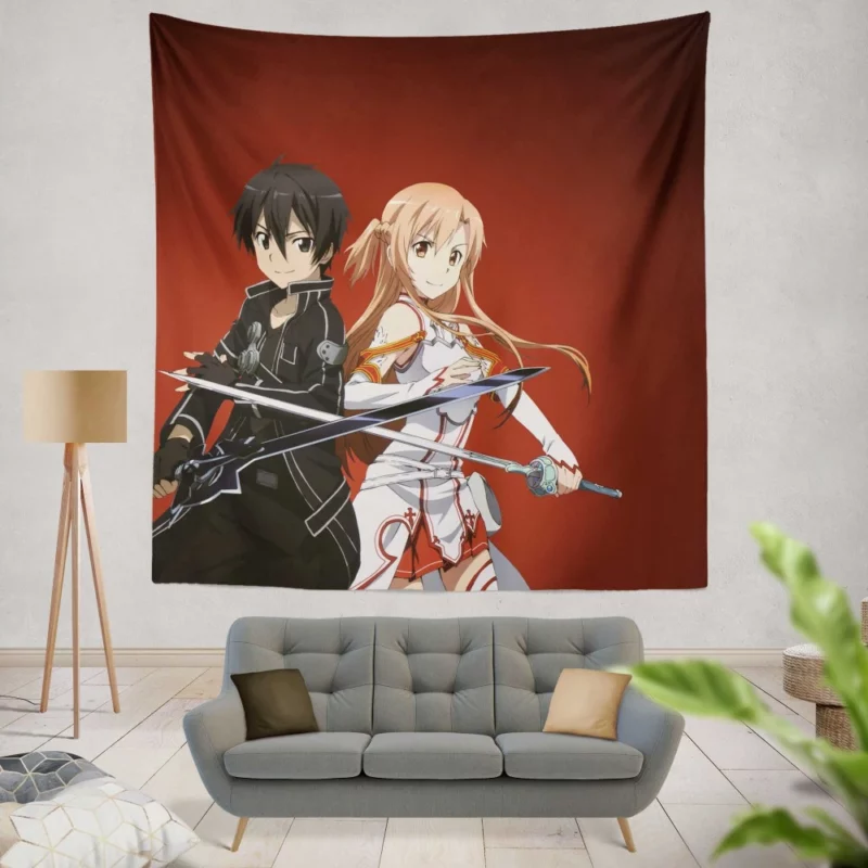 Asuna Yuuki and Kirito Eternal Connection Anime Wall Tapestry