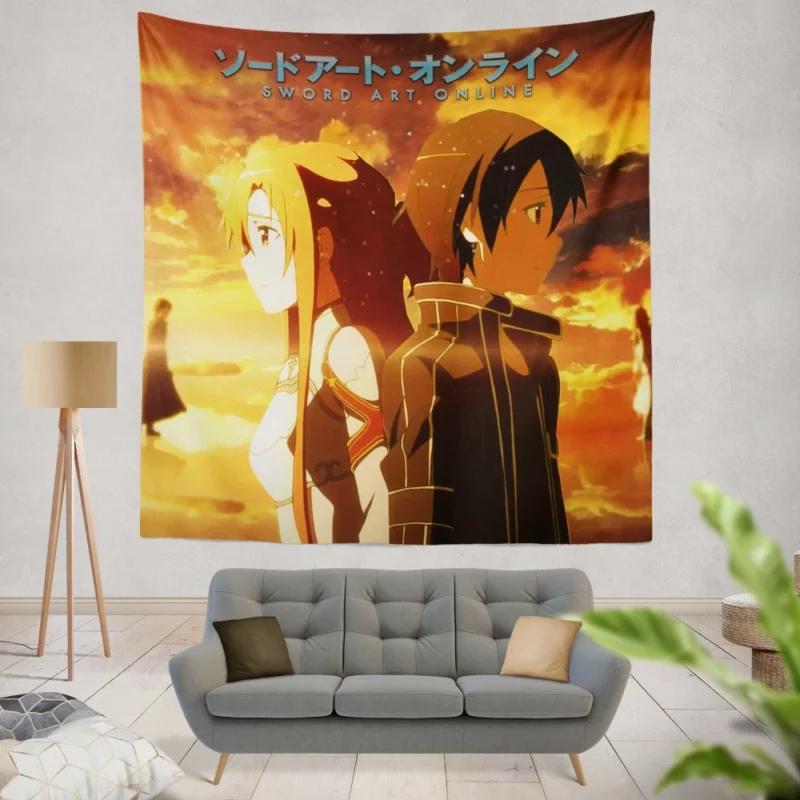 Asuna Yuuki and Kirito Legendary Saga Anime Wall Tapestry