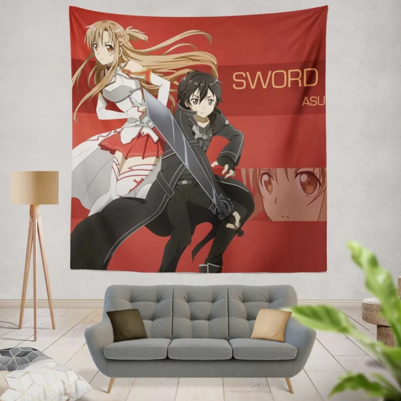 Asuna Yuuki and Kirito Unbreakable Bond Anime Wall Tapestry