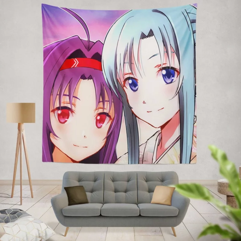 Asuna Yuuki and Yuuki Konno Sisterly Bond Anime Wall Tapestry