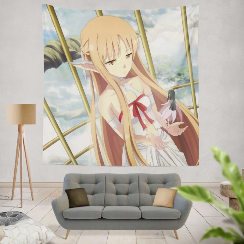 Asuna and Yui Moments in Sword Art Online Anime Wall Tapestry