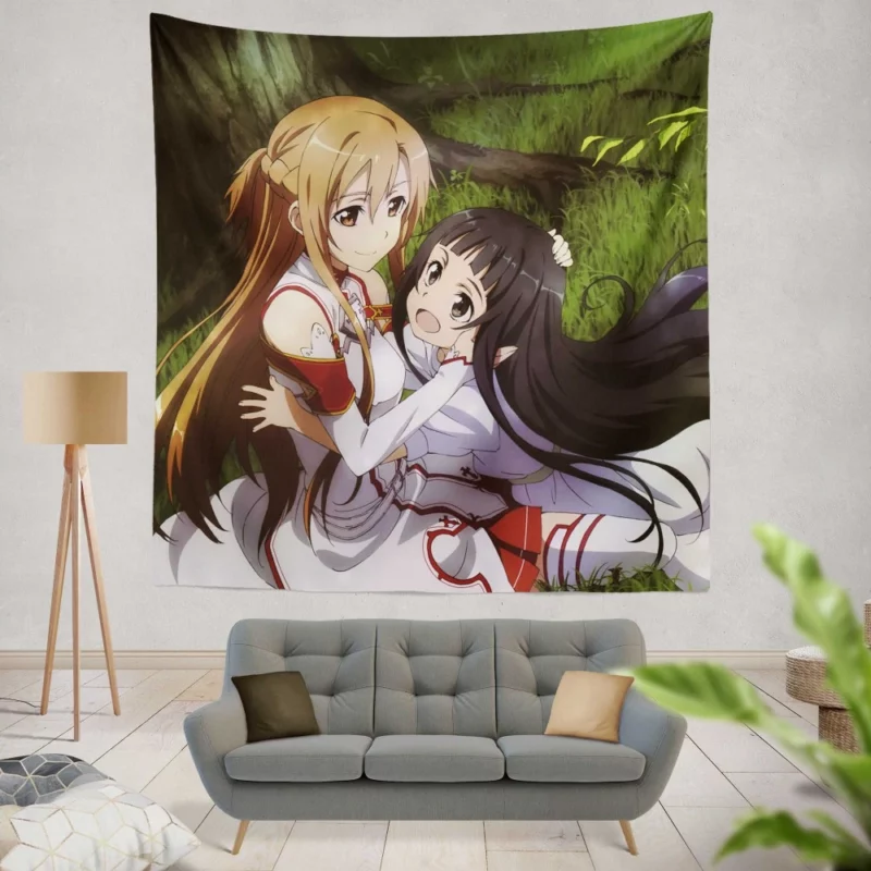 Asuna and Yuuki Friendship Anime Wall Tapestry