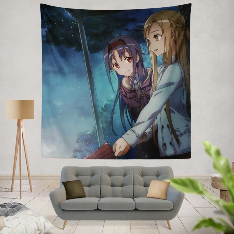 Asuna and Yuuki Friendship Blooms Anime Wall Tapestry