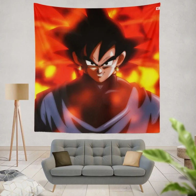 Black Goku Enigma and Dark Power Anime Wall Tapestry