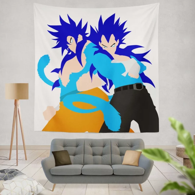 Blue-Haired Warriors Goku and Vegeta Anime Wall Tapestry