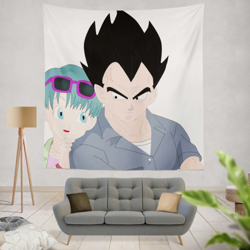 Bulma and Vegeta Dynamic Duo Anime Wall Tapestry