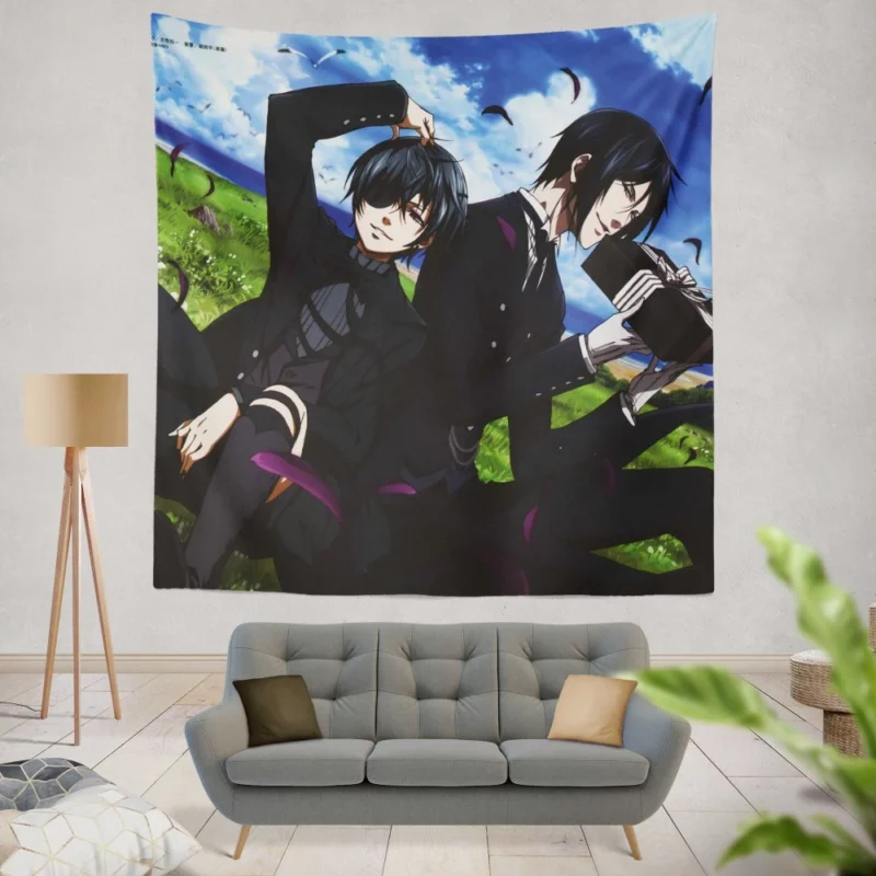 Ciel and Sebastian Unbreakable Bond Anime Wall Tapestry