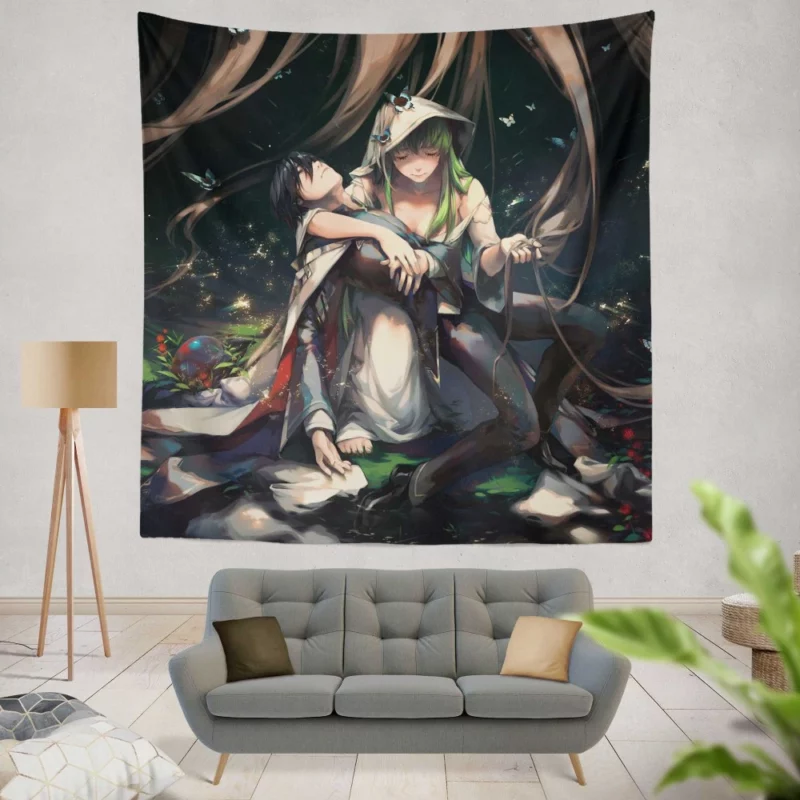 Code Geass Lelouch Lamperouge C.C. Anime Wall Tapestry