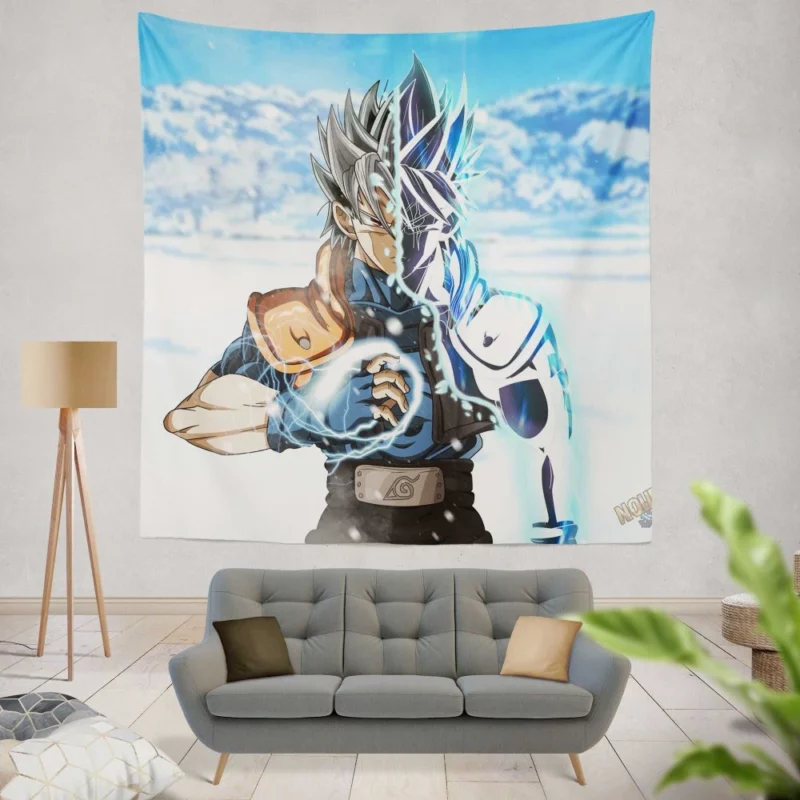 Crossover Naruto & Goku Unite Anime Wall Tapestry