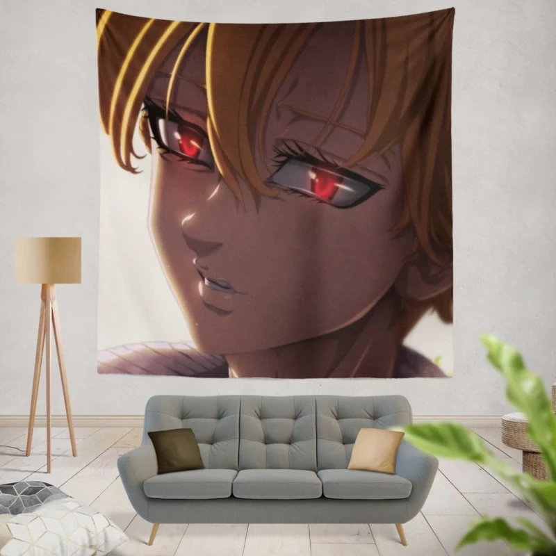 Demon Girl Meliodas Fiery Eyes Anime Wall Tapestry